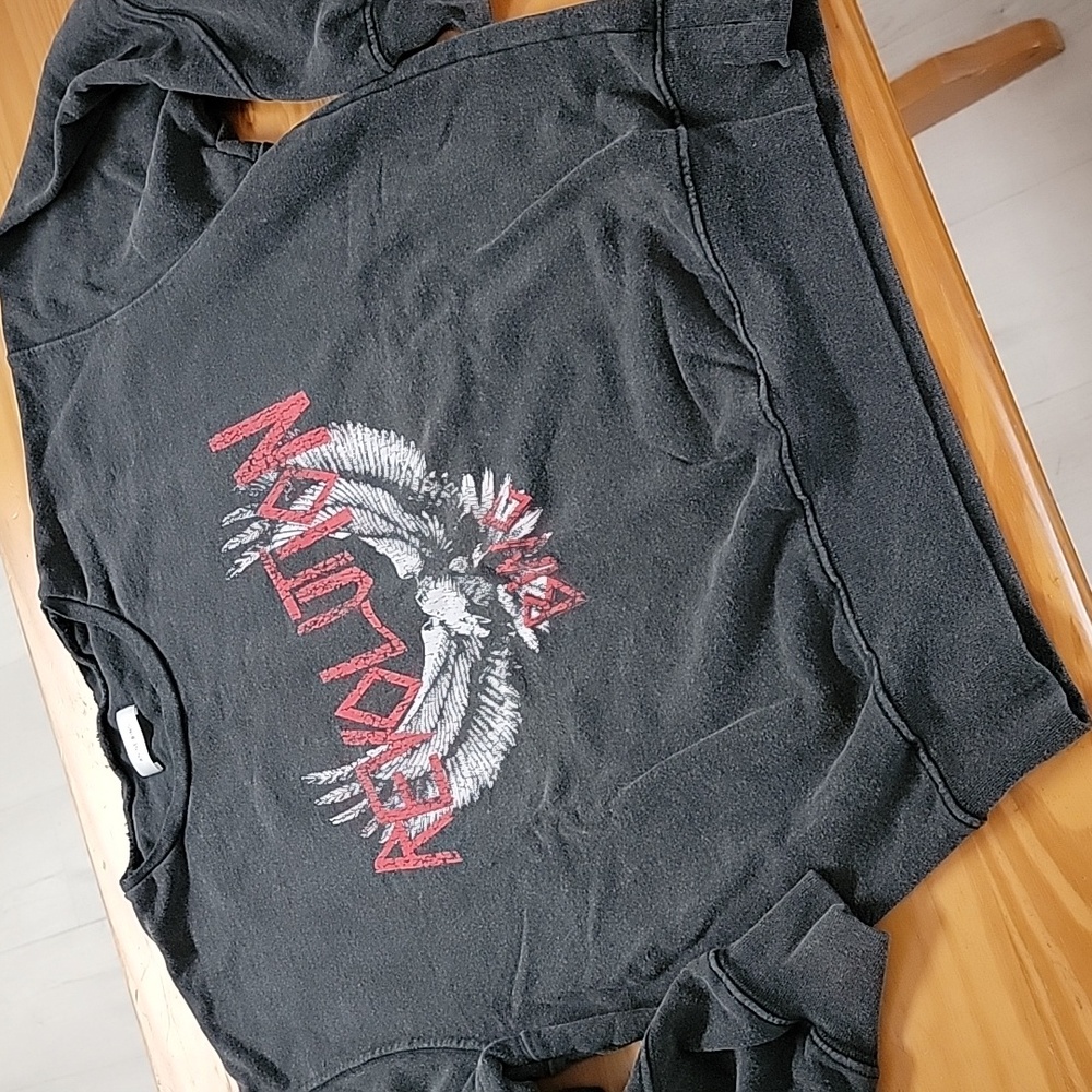 Anine Bing Black 'Revolution' Eagle Graphic Sweatshirt with Red and White Print